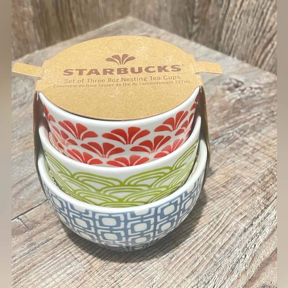 Starbucks Red, Green, and Blue Nesting Tea Cups - Picture 2 of 5